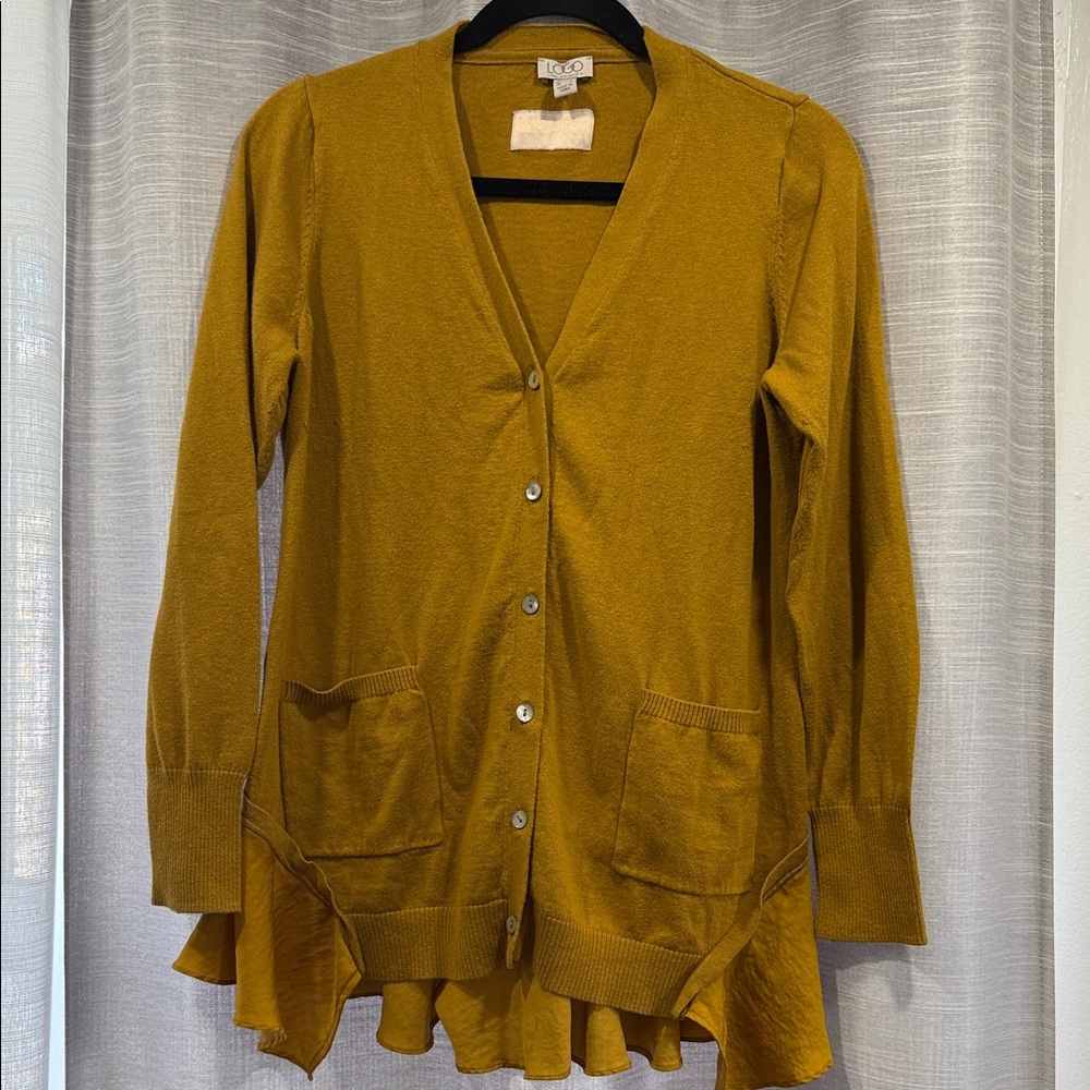 LOGO by Lori Goldstein Legacy Cotton Cashmere Cardigan Sweater - Size Medium